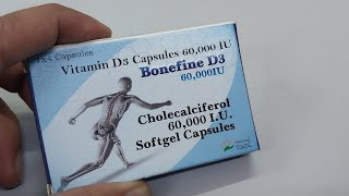 Vitamine D3 capsules 60000IU  Bonefine D3 capsules full detail in video [upl. by Drofnas]