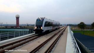 Wjazd PKMki i lądowanie samolotu  Simultaneous train arrival and aircraft landing Gdansk Airport [upl. by Saxela]