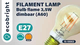 Led filament E27 bulb flame 35W dimbaar A60  15100003 [upl. by Kcirrag]