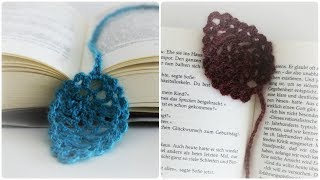 Lesezeichen häkeln 2  DIY  Crochet Bookmark eng sub [upl. by Hijoung]