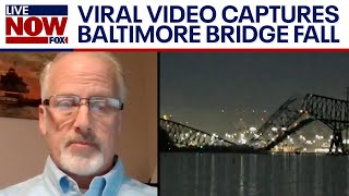 Bridge collapse Maryland raw footage Video shows Baltimores Key Bridge fall  LiveNOW from FOX [upl. by Ytima544]