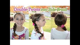 DoubleTwists into Side Braid  Cute Girls Hairstyles [upl. by Ennovahc]