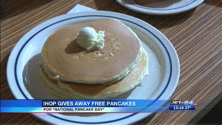 IHOP offering free pancakes for National Pancake Day [upl. by Aciemaj]