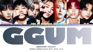 AI COVER ENHYPEN quotGGUM” Lyrics Color Coded Lyrics by YEONJUN [upl. by Sew]