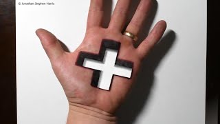 Trick Art on Hand  Cool 3D Cross Hole Optical Illusion [upl. by Lauro259]