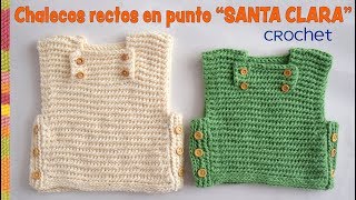 Chaleco abotonado tejido a crochet en punto quotSANTA CLARAquot  Tejiendo Perú [upl. by Steddman743]