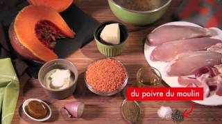 Recette poulet à la purée de potiron lentilles corail et cumin avec marmite de bouillon Knorr® [upl. by Artenak]