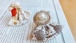 簡単インド刺繍リボンで作る大人上品耳飾りの作り方ビーズ刺繍 accessory handmade embroiderydesigns diy 簡単ハンドメイド daiso [upl. by Olav575]