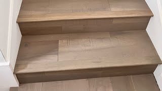 How to install a staircase step with engineered wood [upl. by Yvad]