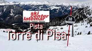 Pista Torre di Pisa ripida pista nera di Predazzo skicenterlatemar predazzo dolomitisuperski [upl. by Kreiker]