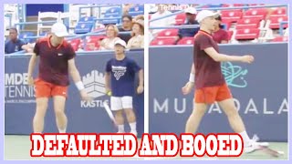 Tennis star defaulted and booed after throwing racket and swearing at fan in crowd [upl. by Dranrev82]