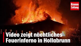 Video zeigt nächtliches Feuerinferno in Hollabrunn  kronetv NEWS [upl. by Akinej]