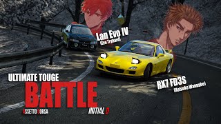 ULTIMATE TOUGE BATTLE  RX7 VS EVO IV  INITIAL D STYLE with Eurobeat  ASSETTO CORSA [upl. by Lilahk]