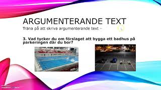 Argumenterande text  två texter 3 Vad tycker du om förslaget att bygga ett badhus på parkeringen [upl. by Feledy]