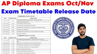 Ap Diploma Exam Timetable Release Date 2024  OctNov 2024 diploma exams  Diploma  Diploma exams [upl. by Allegra]