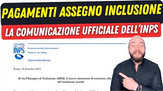 ASSEGNO DI INCLUSIONE pagamenti comunicazione ufficiale [upl. by Atirrehs962]