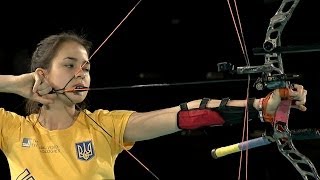 Ukraine v Russia – compound junior womens team bronze  Nimes 2014 World Indoor Championships [upl. by Ogdan]