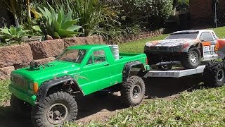 Rc 4x4 trucks  Scale rc 4x4 Truck Tow recovery with rc car trailer [upl. by Vullo224]