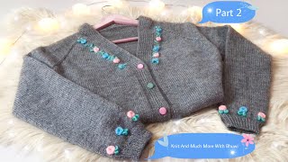 🧿🌈Ladies Cardigan Knitting Design Part 2  Top Down Cardigan  Raglan  Sweater Design  Bunai [upl. by Ilwain]