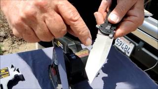 Sharpening a SingleBevel Partially Serrated Tanto Knife with the Work Sharp Knife Sharpener [upl. by Buffum]