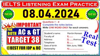 IELTS LISTENING PRACTICE TEST 2024 WITH ANSWERS  08042024 [upl. by Ognimod]