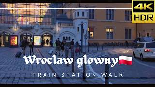 4K A scenic walking tour in Wroclaw main railway station Wrocław głowny 🇵🇱 [upl. by Rezeile]