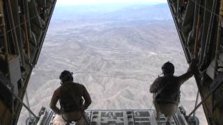 C130J Performs Airdrop Over Afghanistan  Airlift Squadron Drops Cargo [upl. by Edualcnaej]