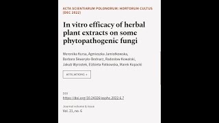 In vitro efficacy of herbal plant extracts on some phytopathogenic fungi  RTCLTV [upl. by Joktan]