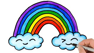 How to Draw a Rainbow and Clouds  Easy Drawing for Beginners [upl. by Aicissej214]