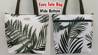 Easy Zippered Tote Bag How to sew cloth bags at home  DIY TOTE BAG MAKING WITH LINING  Zipper bag [upl. by Gardner]