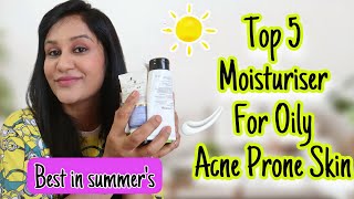 Top 5 Moisturizer For Oily Acne Prone Skin [upl. by Donoghue]