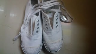 Shoe lace style in 4 holes  How to lacebar white school shoe  Straightlace👞👞 [upl. by Reich]