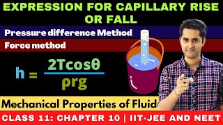 Mechanical properties of fluid  Expression for rise or fall of liquid in capillary tube  JEE NEET [upl. by Maharg900]