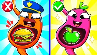 Junk Food and Healthy Food REMIX  🌮🍕🥪Bubbly tummy   More Kids Tales by Pit amp Penny Tales [upl. by Ardnyk]