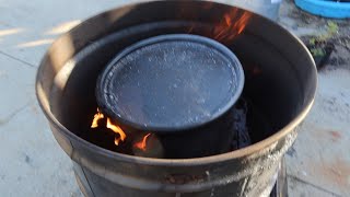 lump charcoal in home made retort kiln [upl. by Euqinommod555]