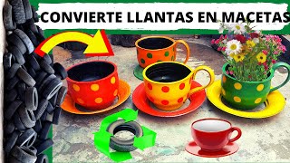 COMO HACER MACETAS TASAS DE LLANTAS USADAS 💰RECICLAR LLANTAS PARA HACER MACETAS Y GENERAR INGRESOS [upl. by Ninos343]