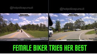 Female Biker is Trying Her Best But At the End She Went to the Trees [upl. by Ycaj580]