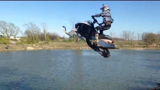 Snowmobile Pond Jump FAIL [upl. by Brahear]