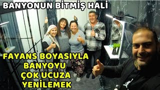 BANYOYU FAYANS BOYASIYLA ÇOK ÇOK UCUZA YENİLEMEK İNANILMAZ DEĞİŞİM  KÖY EVİ [upl. by Babby]