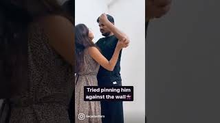 Tried Pinning him against the Wall 🤭 ytshorts funnyvideo husband wife couplechallenge [upl. by Allimak]