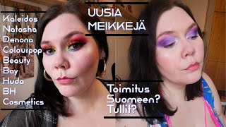 MEIKKIHAALINTA  HAUL  Colourpop Kaleidos Beauty Bay Natasha Denona ym [upl. by Gnolb]