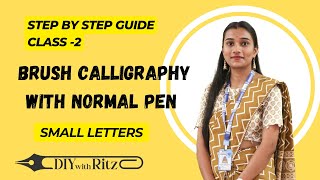 Brush calligraphy with normal pen Small letters a to zcalligraphy calligraphypen diywithritz [upl. by Zimmermann966]