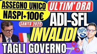 INPS🔴Novità Ottobre✅ADI SFL AUU💶BONUS 100€👉INVALIDI Manovra GOVERNO [upl. by Tadd]