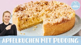 Apfelkuchen mit Pudding und Streusel 🍎😍  Einfach Backen [upl. by Oitaroh982]