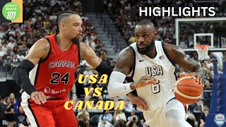 USA VS CANADA BASKETBALL SHOWDOWN INSTENSE BATTLEHIGHLIGHTS July 10 2024  Luxury Sports 101 [upl. by Akiwak]