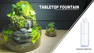 Tabletop Waterfall Fountain Aquaterrarium Of Plastic Bottle DIY Aquarium Aquascape No Co2no Filter [upl. by Enram]