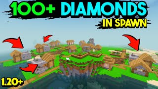 🔥😱100 DIAMONDS💎 in spawn  Minecraft PE 120 God seed  Minecraft bedrock seed [upl. by Negaem]