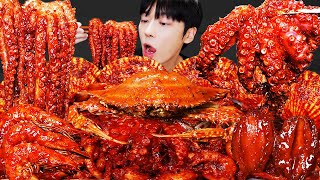 ASMR MUKBANG  직접 만든 해물찜 대왕 킹크랩 문어 팽이 버섯 먹방 amp 레시피 KING CRAB OCTOPUS SEAFOOD [upl. by Ellekim]