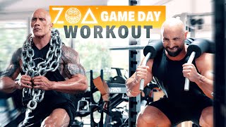 My Strength amp Conditioning Coach Breaks Down Our ZOA Game Day Workout  The Rock [upl. by Edwards156]