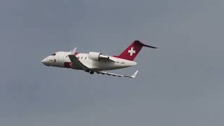 Bombardier Challenger 650 HBJWC takeoff at Zurich Airport [upl. by Anitrak]